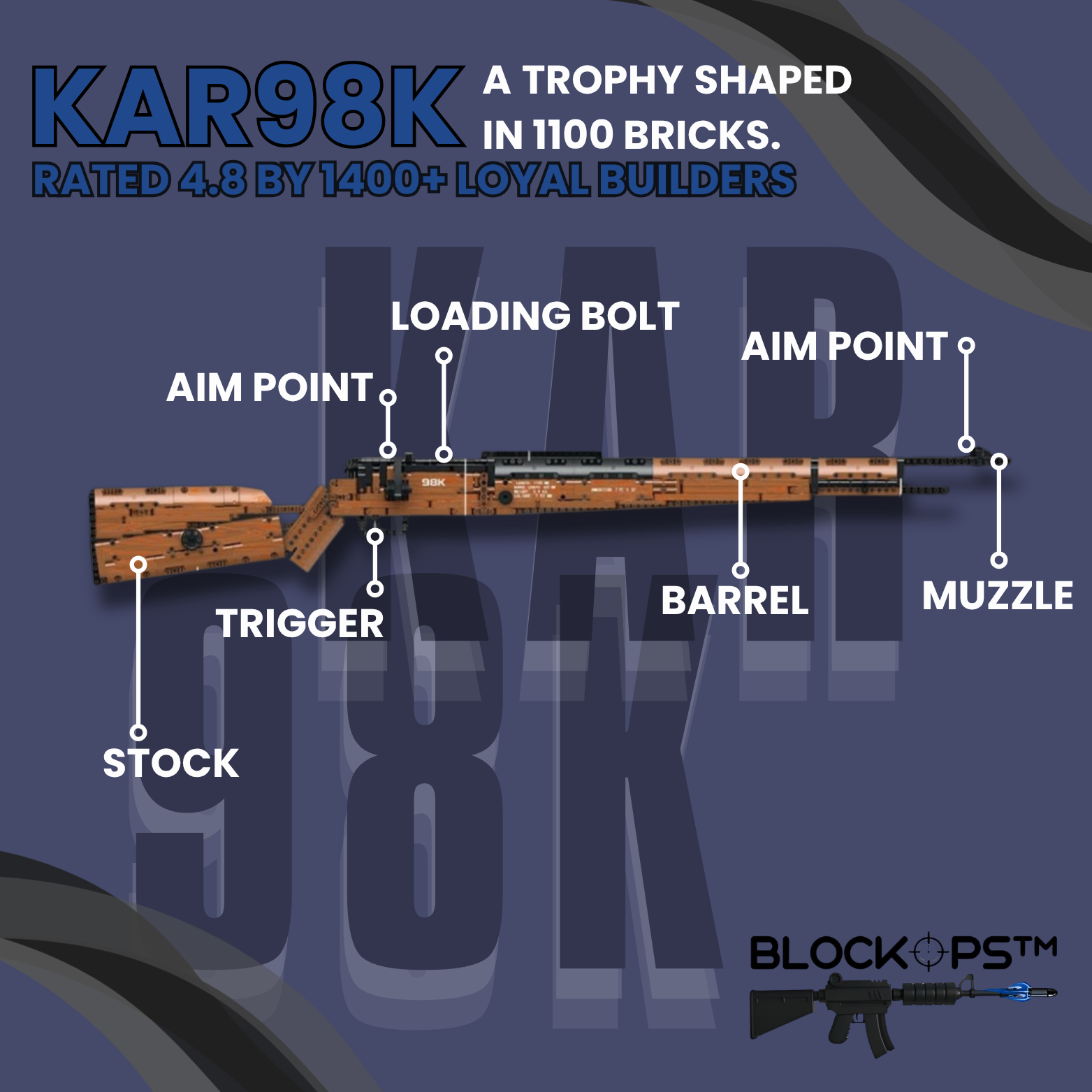 98K Tactical Brick Rifle — Functional Build Model (1206 pcs)