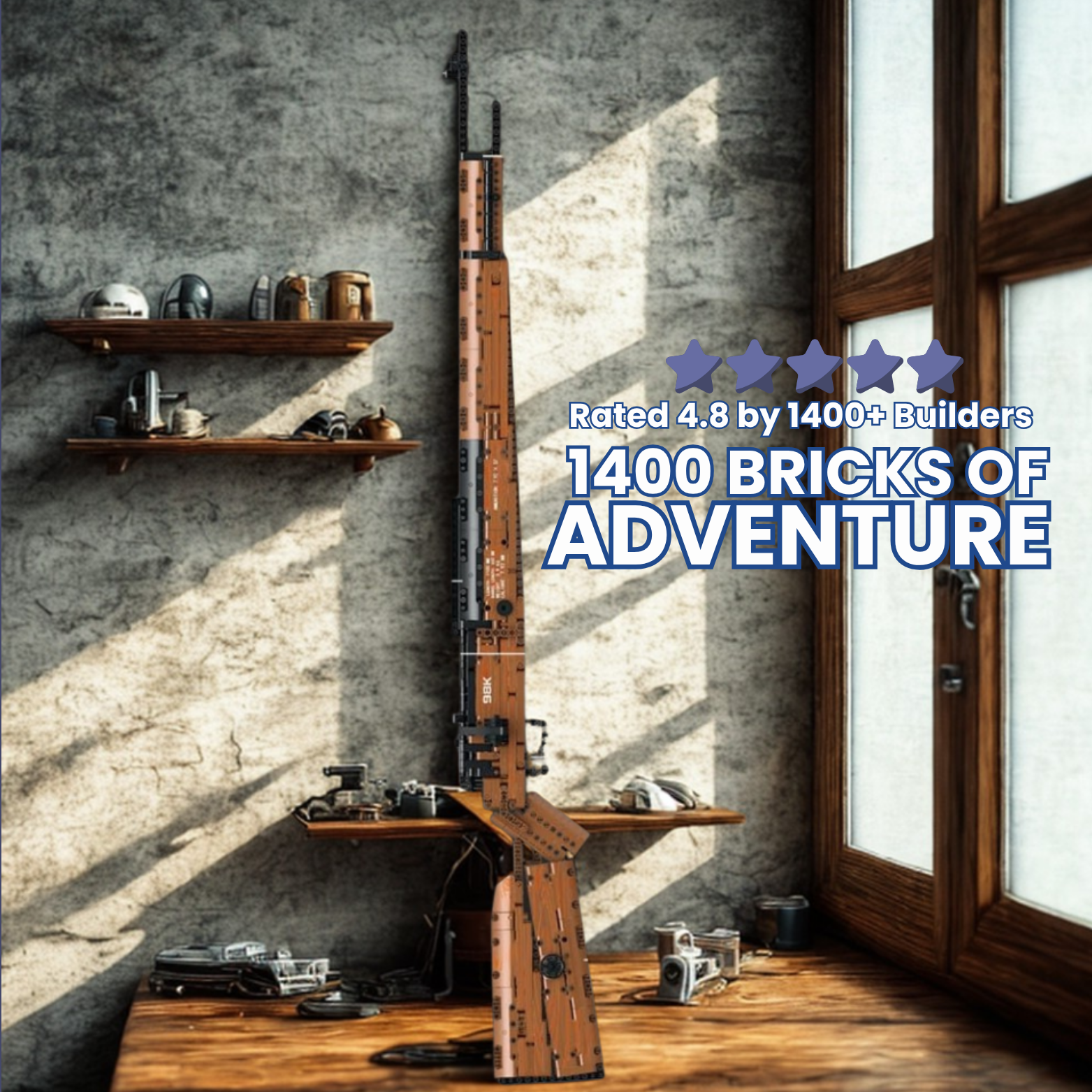 98K Tactical Steinziegel-Gewehr — Funktionsfähiges Baummodell (1206 Stück)