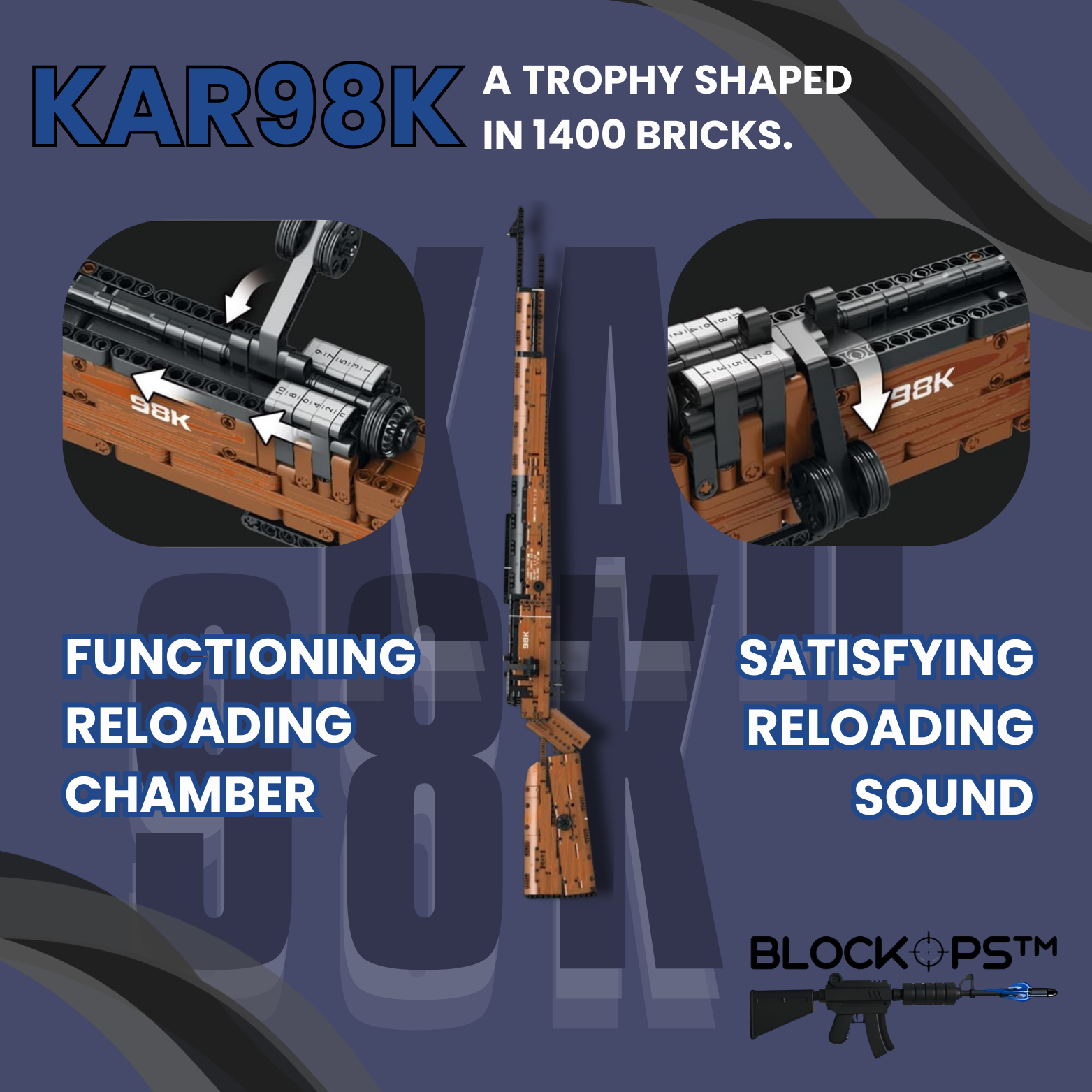 98K Tactical Brick Rifle — Functional Build Model (1206 pcs)