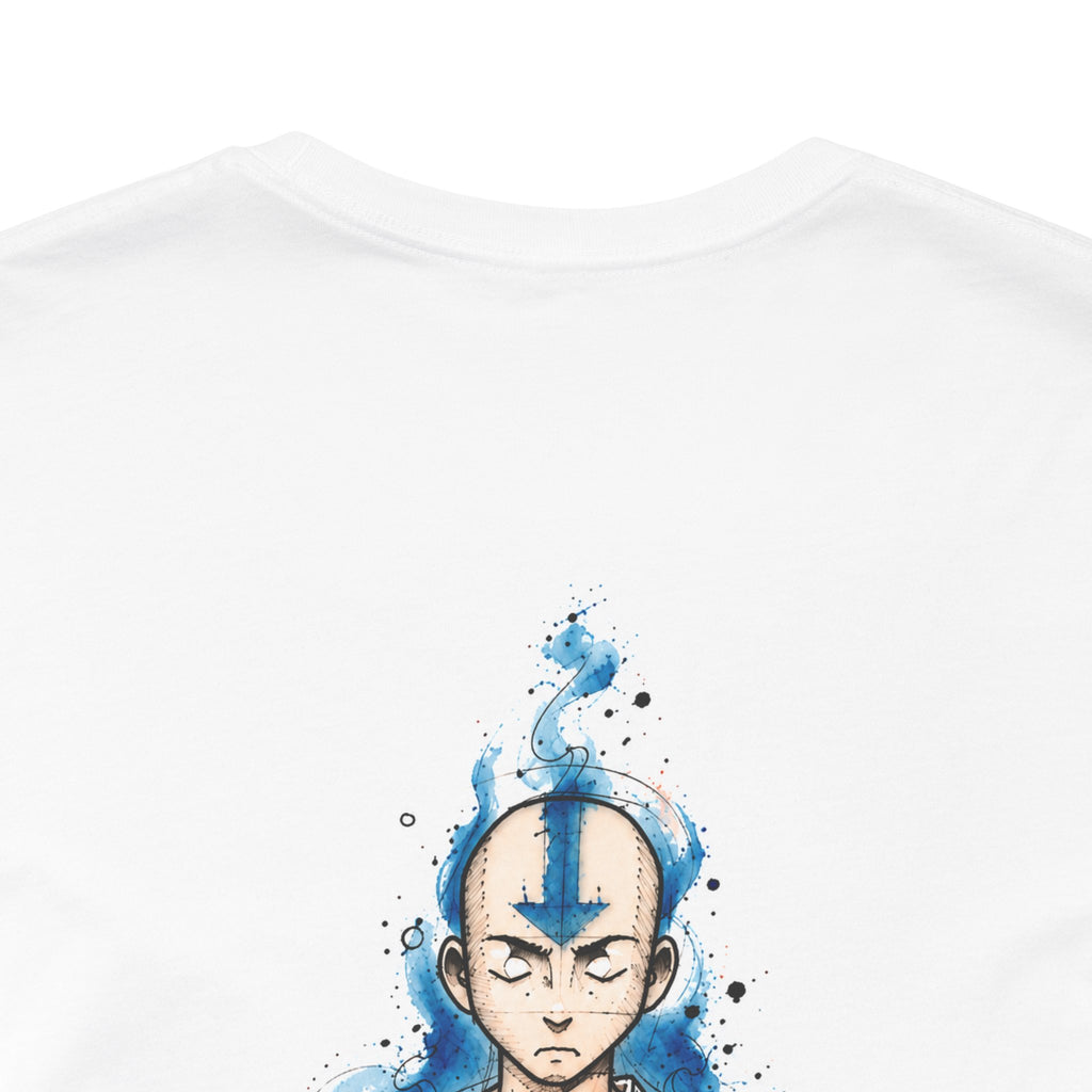 Avatar Aang Waterfire Tee — Animated Monk Illustration T-Shirt