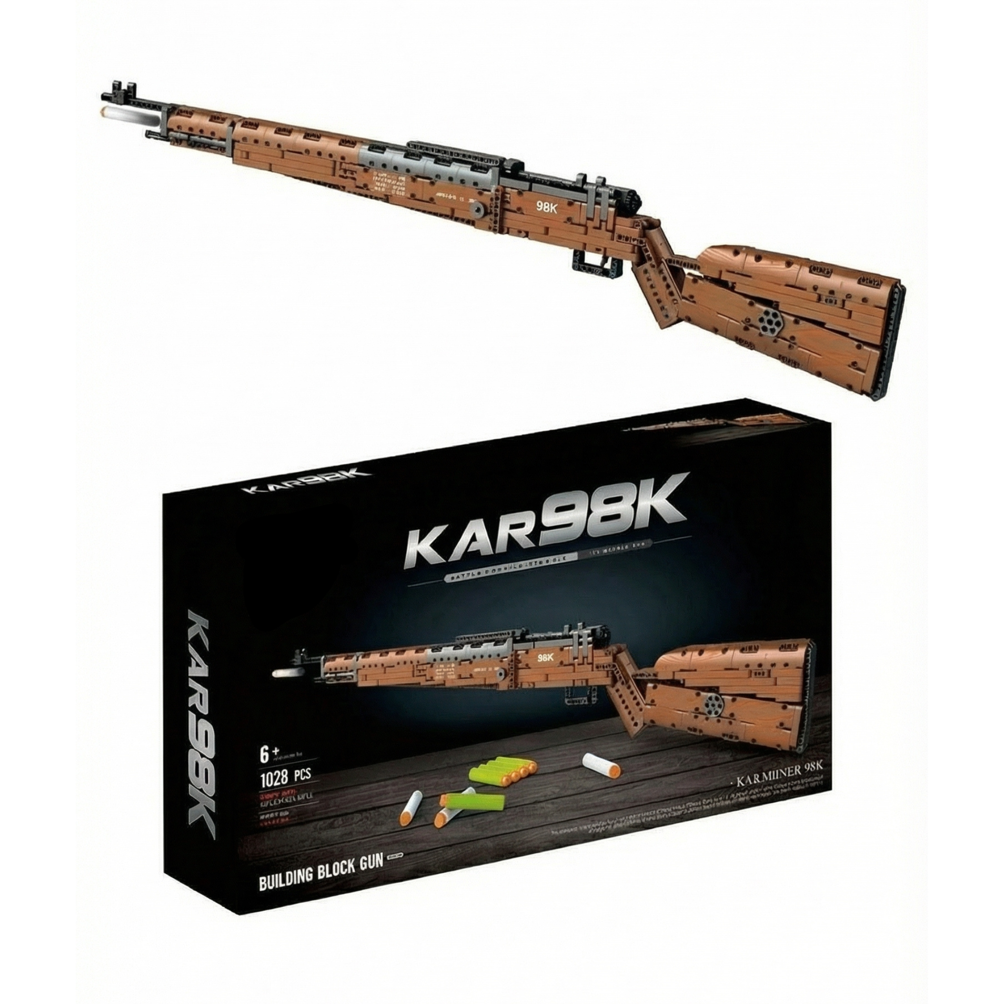 98K Tactical Brick Rifle — Functional Brick Maquette (1206 pieces)