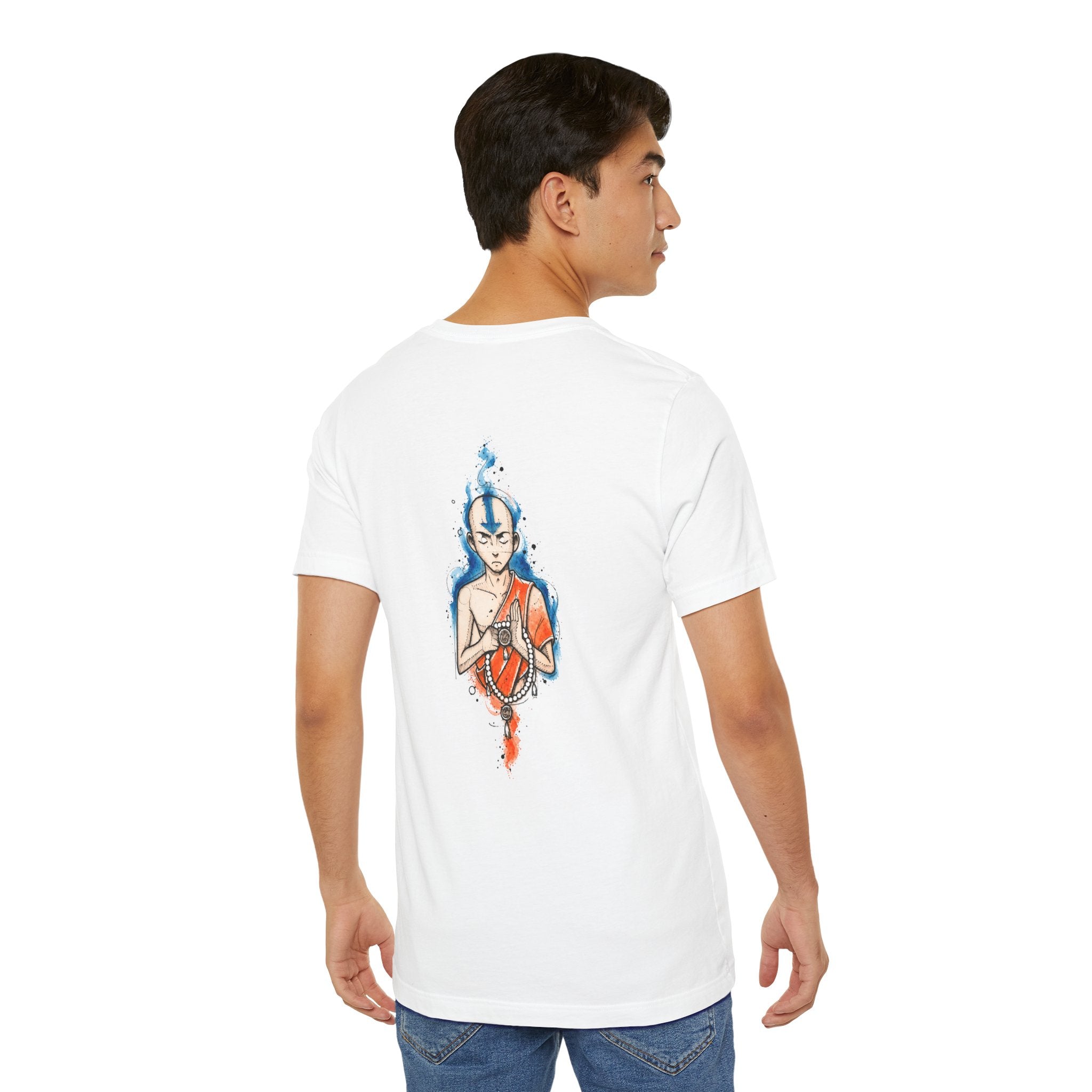 Avatar Aang Waterfire Tee — Animated Monk Illustration T-Shirt