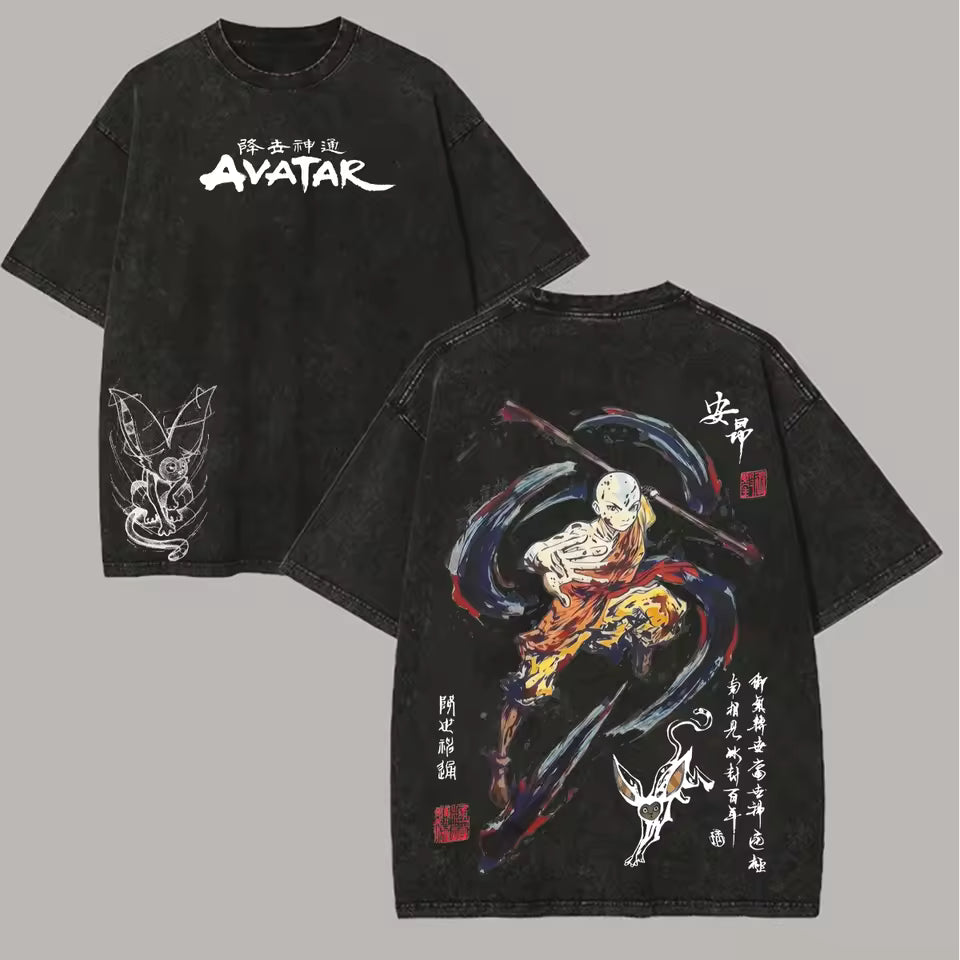 Avatar The Last Airbender Washed T-shirt New Model personality Clothes Year round clothing Oversized Unisex Streetwear Trendy