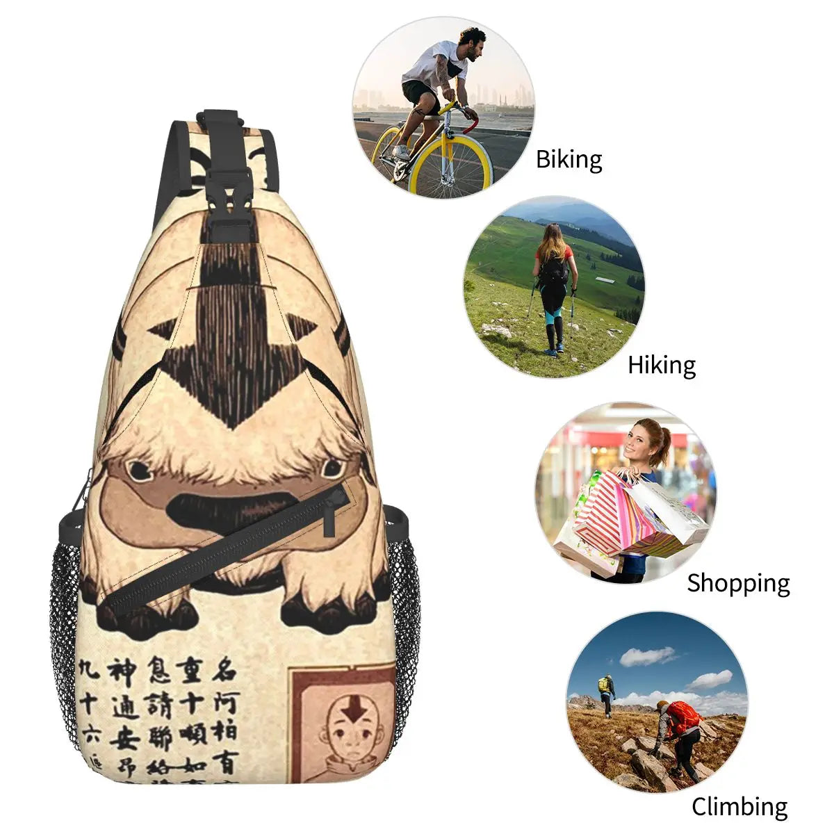Avatar The Last Airbender Lost Appa Poster Sling Backpack Sling Bag Hiking Chest Bag Daypack Men Crossbody Backpack Shoulder Bag