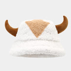 Women Appa Bucket Hat Lamb Wool Hat Winter Warm Fishing Caps Faux Fur Arrow Symbol Printed Bucket Hat for Men Tide Flat Top Hats