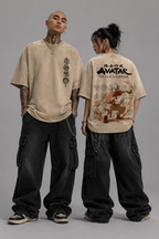 Unisex Avatar: The Last Airbender Aang Four Elements Retro Washed Graphic T-Shirt — Beige - Prime Brick Store