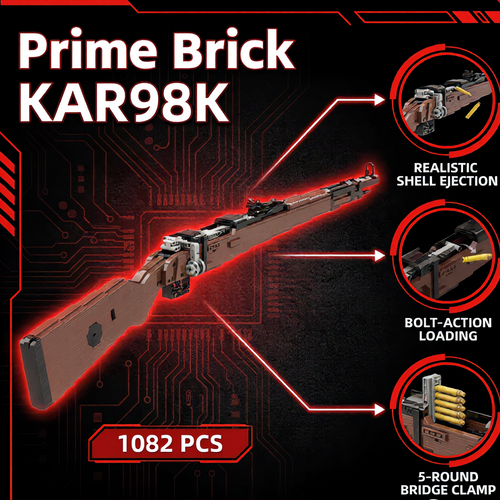 98K Tactical Brick Rifle — Functional Brick Maquette (1206 pieces)
