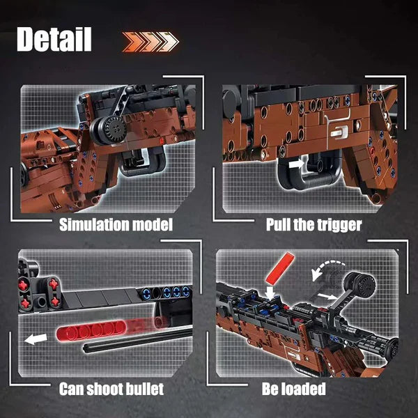 98K Tactical Brick Rifle — Functional Brick Maquette (1206 pieces)